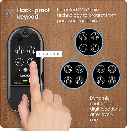 Miniatura 3 de Lockly Vision Elite - Cerradura inteligente de video con cámara, cerrojo inteligente Wi-Fi para puerta delantera, teclado PIN Genie, cerradura de