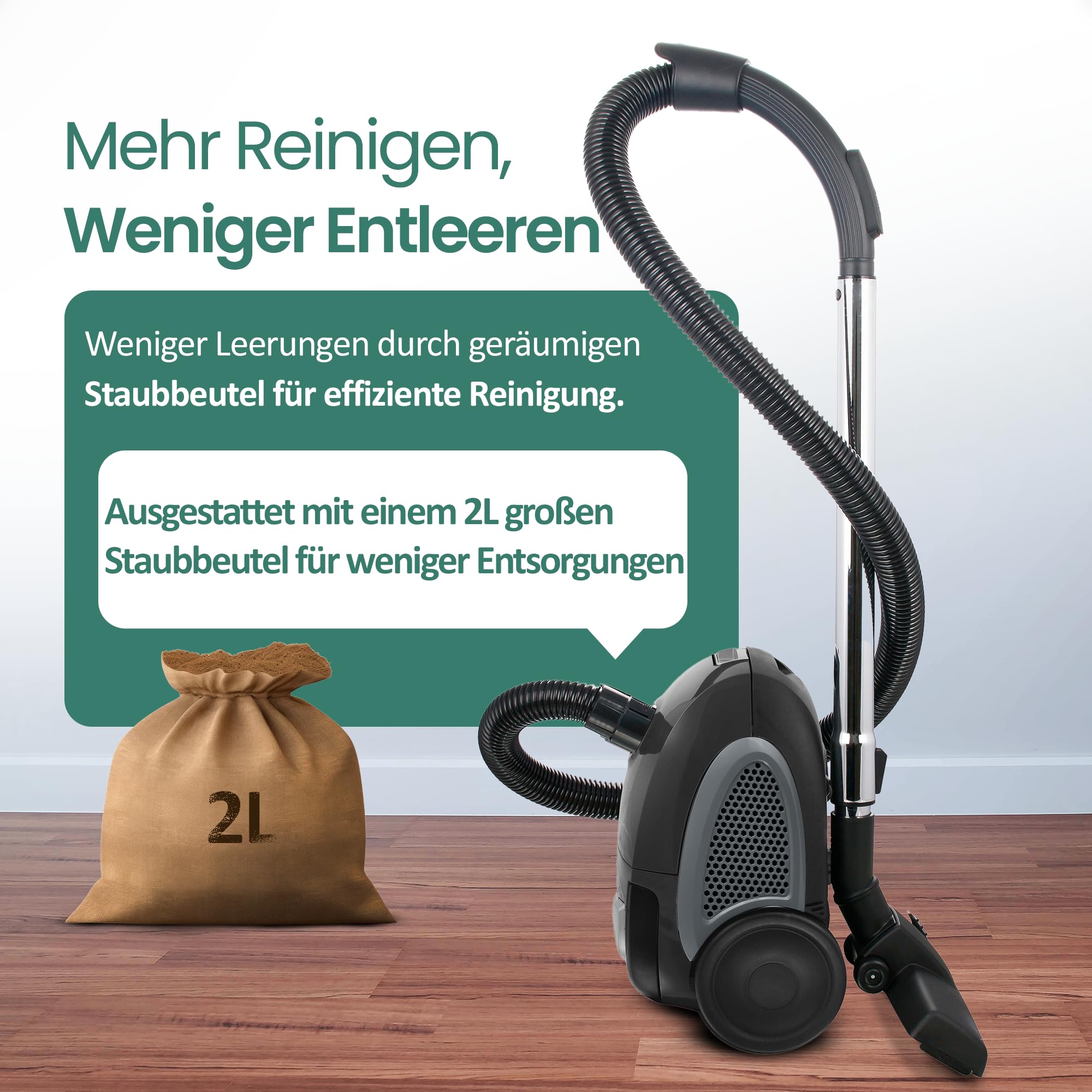 Emerio VE-109959.14, Staubsauger SIEGER PREIS/LEISTUNG 05/2020 Haus&Garten Test, leistungsstark, 800 Watt, kompakt & leicht, mit Beutel, für Hard- & Teppichboden, 2.0 L, Staubbeutel Y50 kompatibel