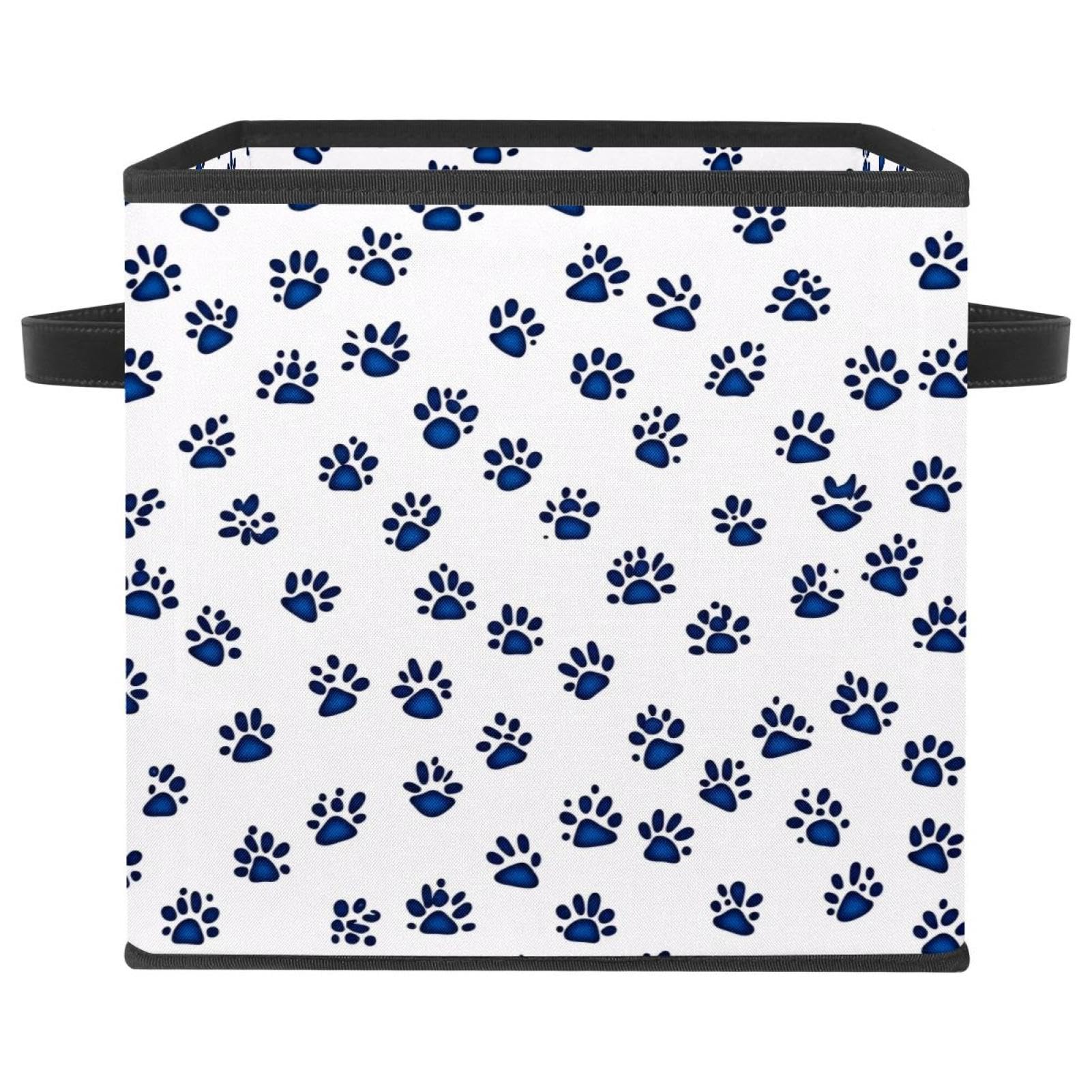 Boîte de rangement patte de chien bleu marine pour armoire encombrée panier pliable