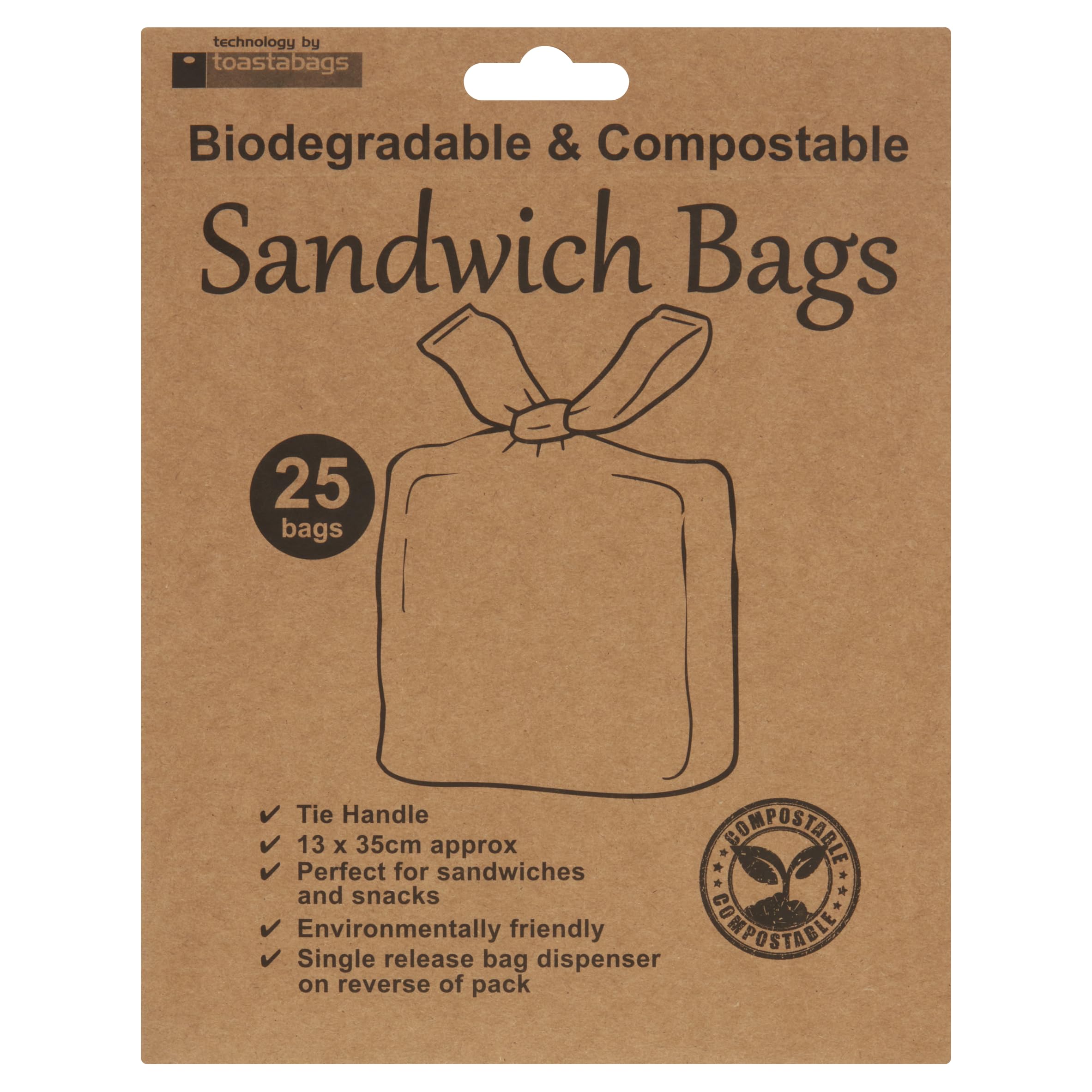 Sandwich Bags Biodegradable & COMPOSTABLE, 25 Bags