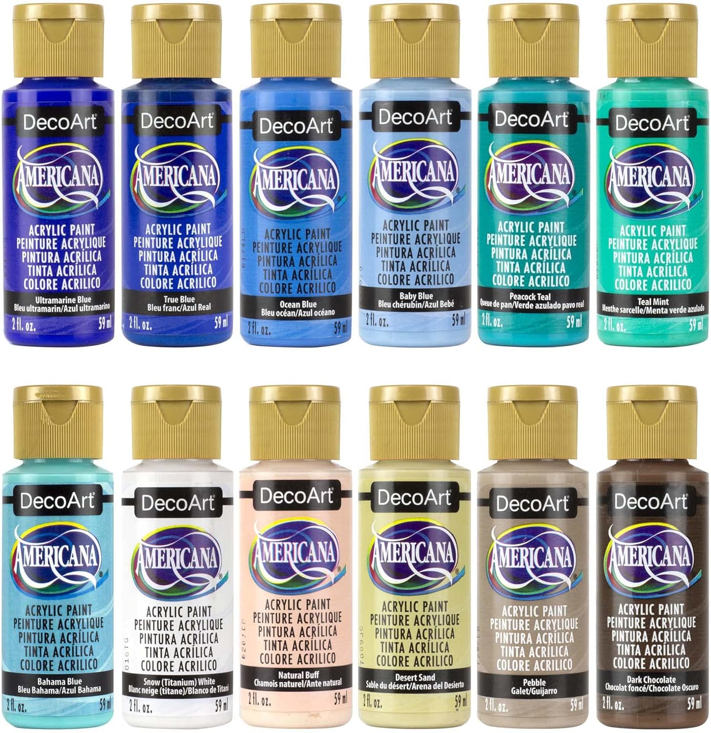 Coastal Colors Acrylic Paint Set, Set of 12, 2 fl oz