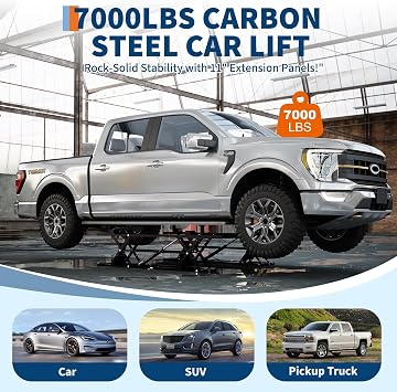Portable Car Lift 5000 LBS, Adjustable Quick Jack with Locking Levers, 26 Max Height Scissor Lift, Foldable Design & Wheels for Sedan, SUV, Light Truck, Garage Workshop Use, Black