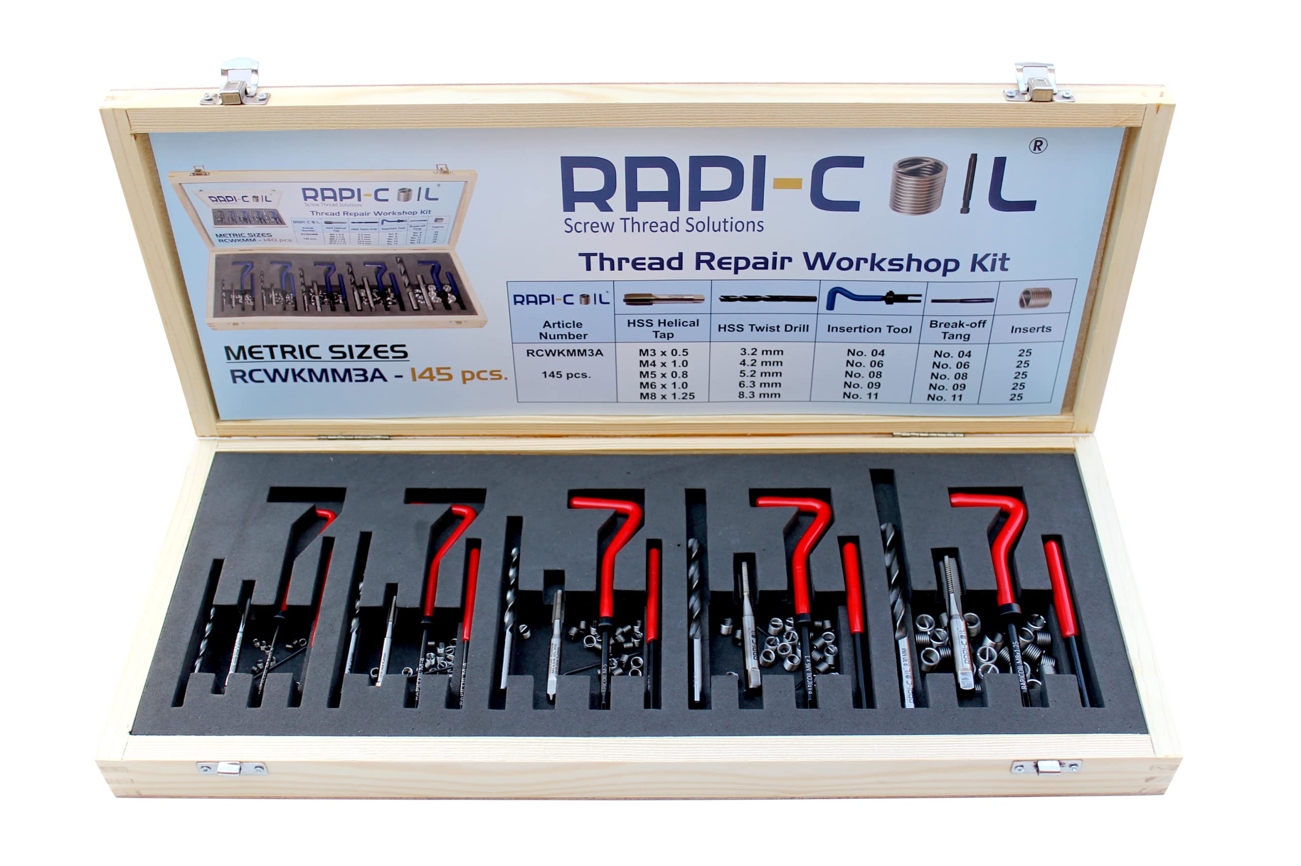 Thread Repairing Workshop Kits (M3+M4+M5+M6+M8) - 145 Pcs | RAPI-COIL®