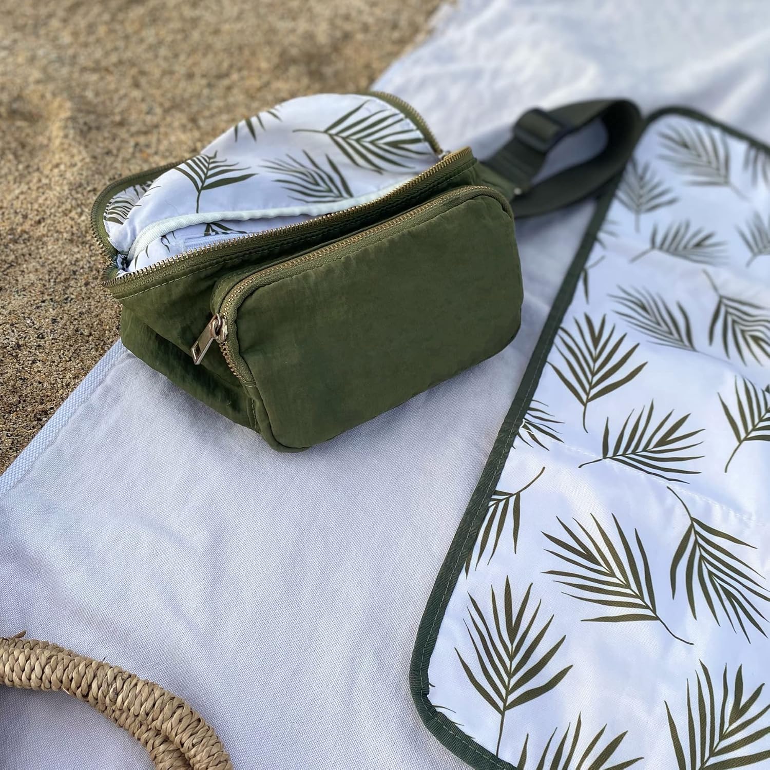 Ditty Co. - Lanikai Small Diaper Bag - Portable Changing Pad - Crossbody Bags For Women - Fanny Pack - Baby Travel Essentials (Olive Green) - Image 5