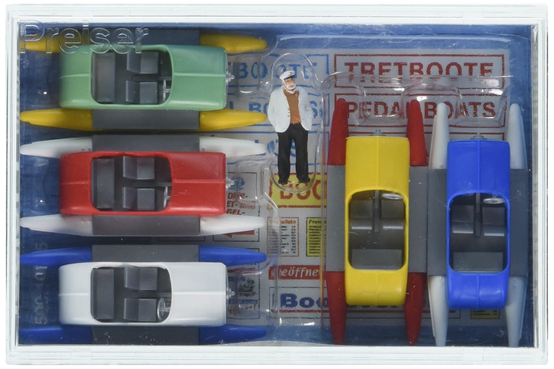 Preiser 10685 Pedal Boat Rental w/German Sign 5 Boats HO Scale Figure