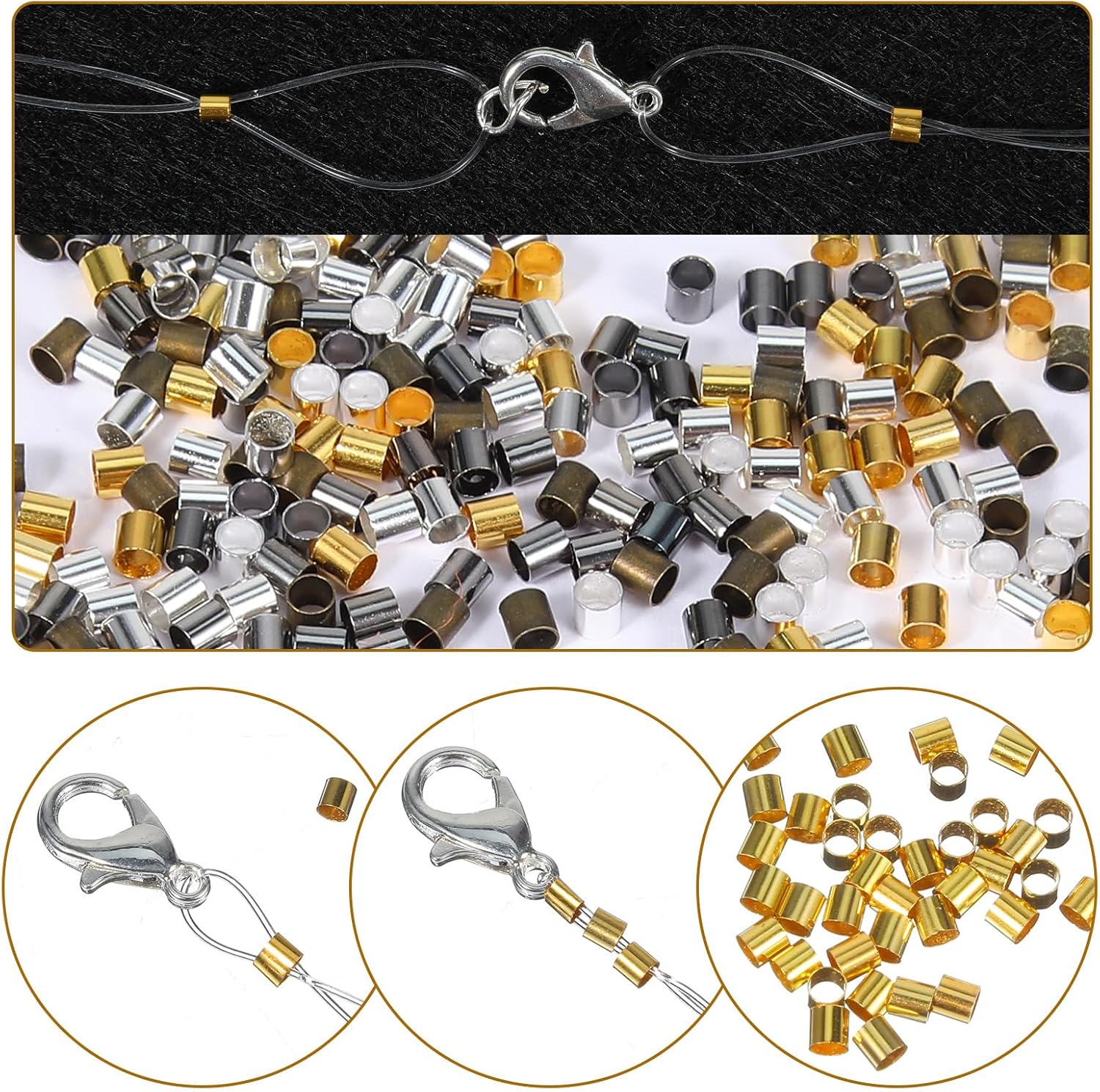 2000pcs Crimp Beads for Jewelry Making 2mm Crimping Beads Stopper Crimp Tubes for Jewelry Making DIY Bracelet Earring Necklace Pendant - Image 7