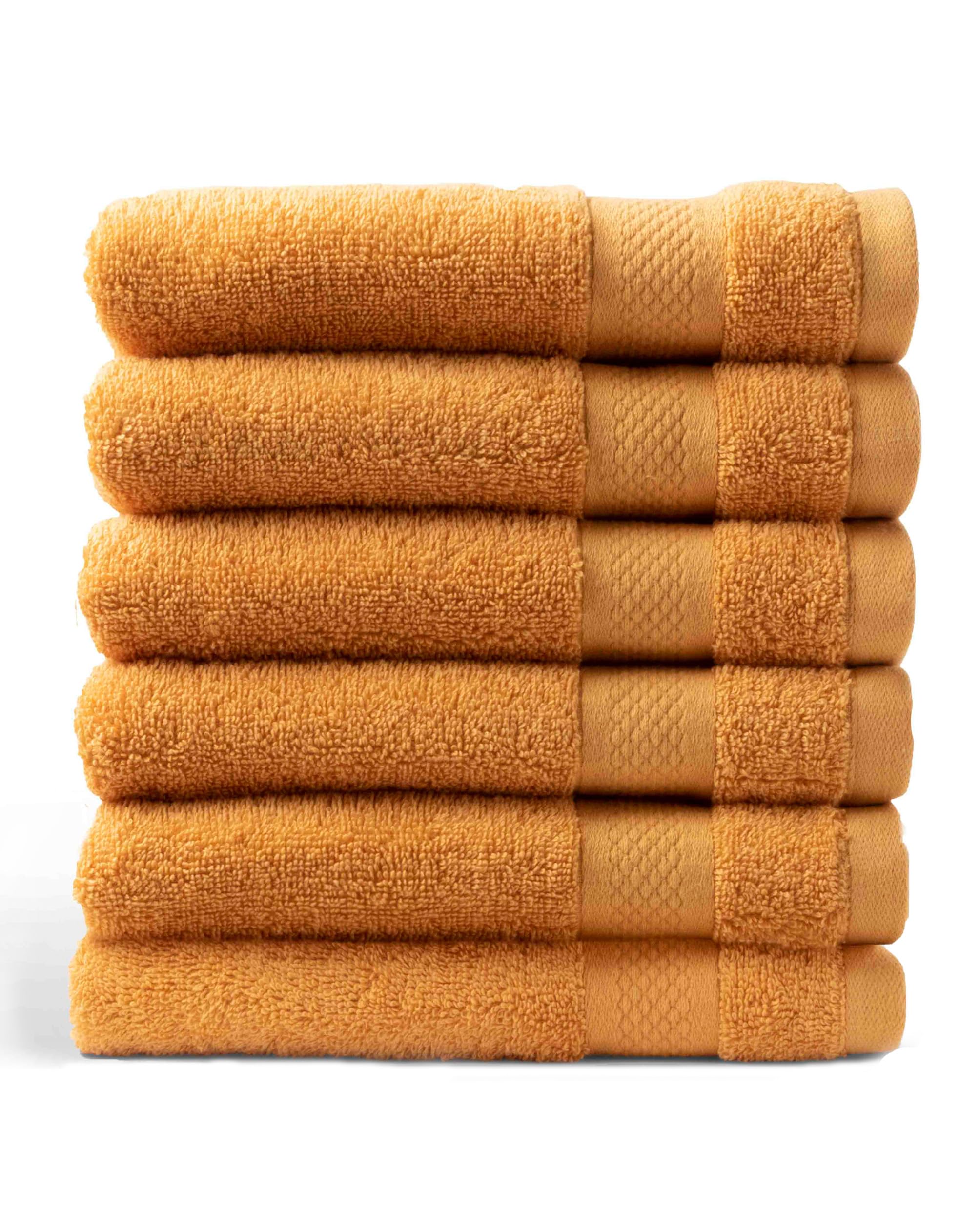DoubleDry Premium Handtücher Set - 6 Stück 50 X 100 cm Baumwolle - 500 g/m² - Weich & Saugstark - Handtuch Badetuch badehandtücher für Bad und Dusche (Ockergelb)