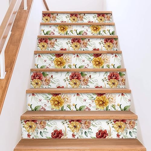 Miniatura 8 de VaryPaper Papel tapiz floral vintage para despegar y pegar, 17.7 x 78.7 pulgadas, papel tapiz de peonía de acuarela, papel de contacto floral, papel