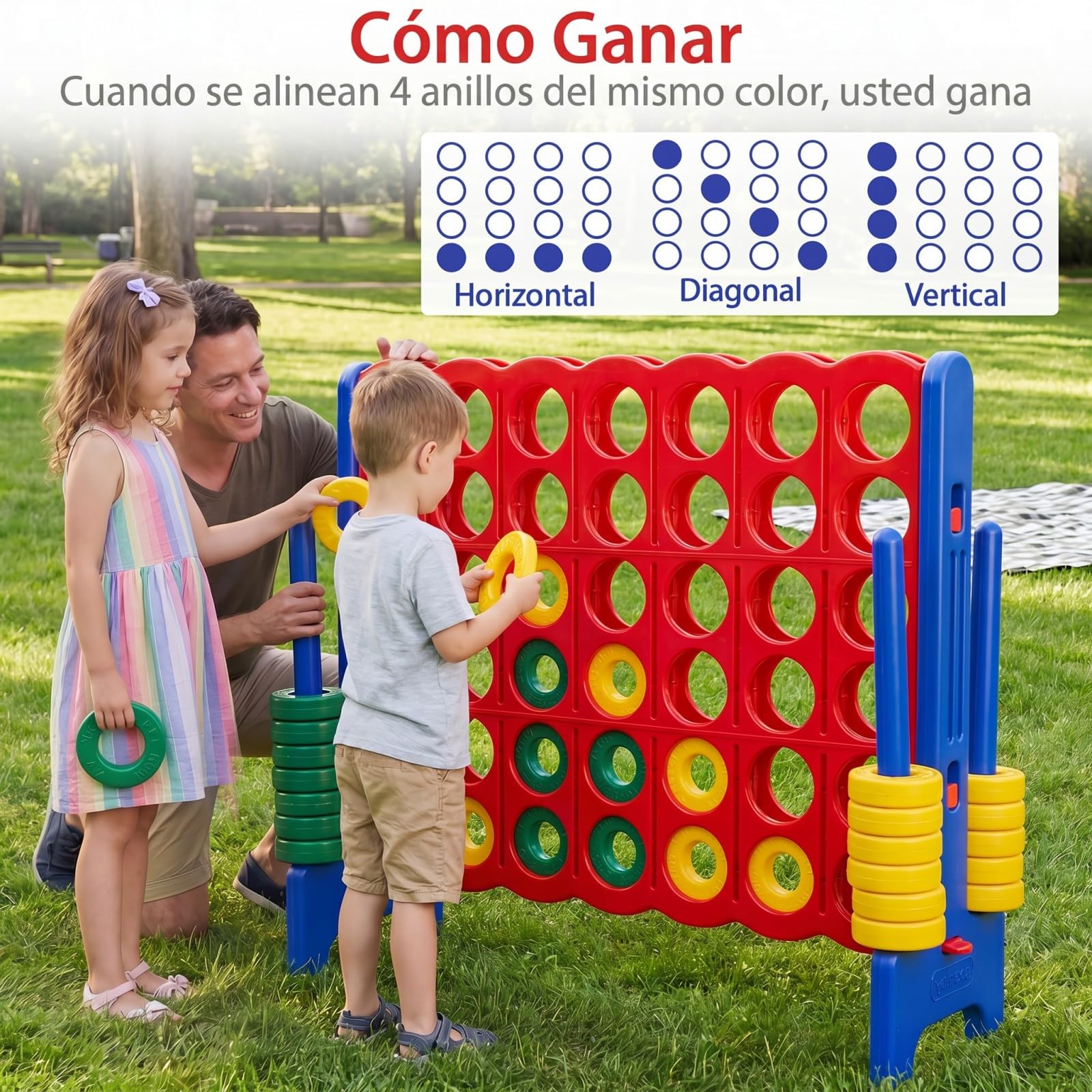 COSTWAY Juego de Match Juego de Aritmético y Educación con 42 Anillos Gigantes y Controles Deslizantes para Niños y Adultos (Azul y Rojo)