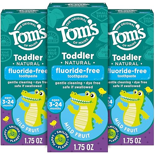 Pasta de dientes en gel sin fluoruro para niños marca Tom's of Maine, 3 Count