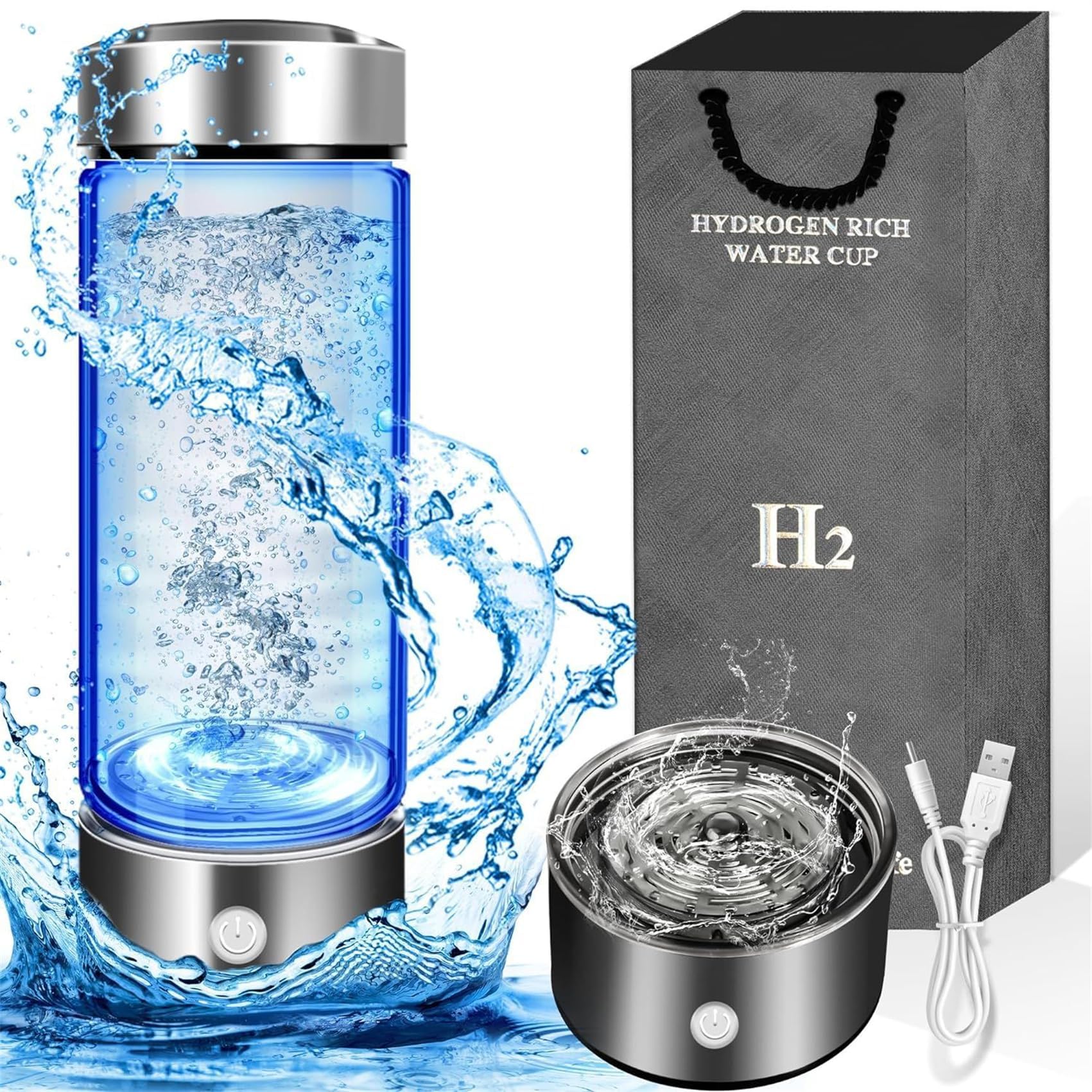 Voior Hydrogen Water Bottle - 2024 Best Voior Water Bottle, 14 Oz Rechargeable Portable Hydrogen Water Maker Bottle, 6000+ppb Hydrogen Water Bottle Generator, Improve Water in 3 Minutes