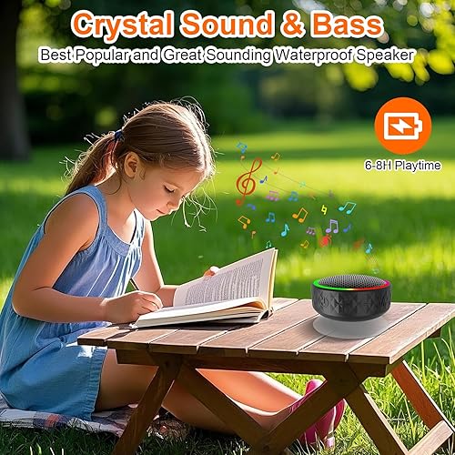 Miniatura 7 de Altavoz de ducha Bluetooth, altavoz inalámbrico portátil, ventosa, altavoz Bluetooth con luces RGB, sonido HD de 360, compatible con tarjeta TF,