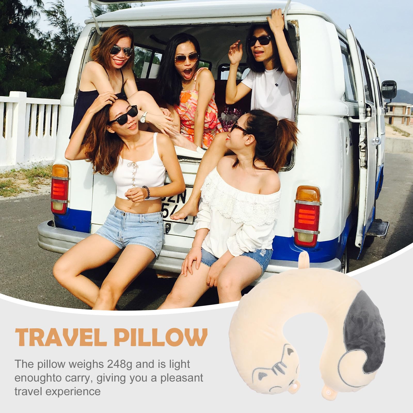 DOITOOL Almohada de Viaje en Forma de U para Oficina y Descanso, Soporte Cervical Diseño Ergonómico, Material de Algodón Blando y Tacto Cómodo para Siestas