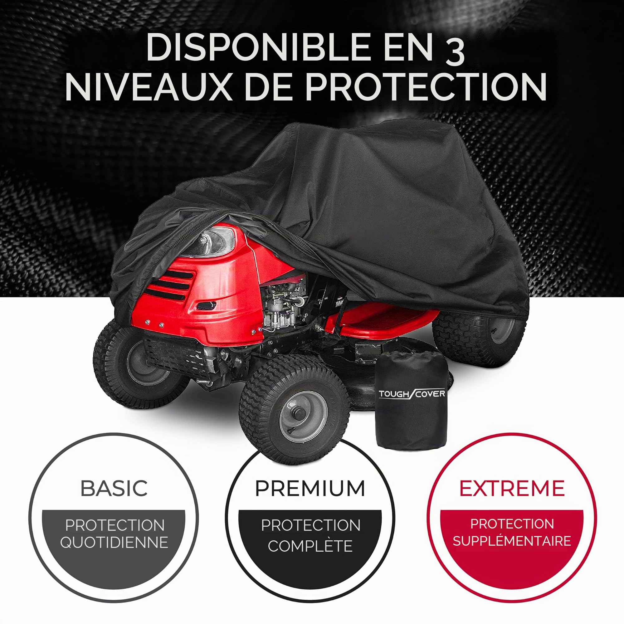 Tough Cover Housse de protection XL pour tracteur à gazon en tissu 600D de qualité marine, ajustement universel, protection contre l'eau, les UV, la saleté, le vent pour le stockage extérieur de