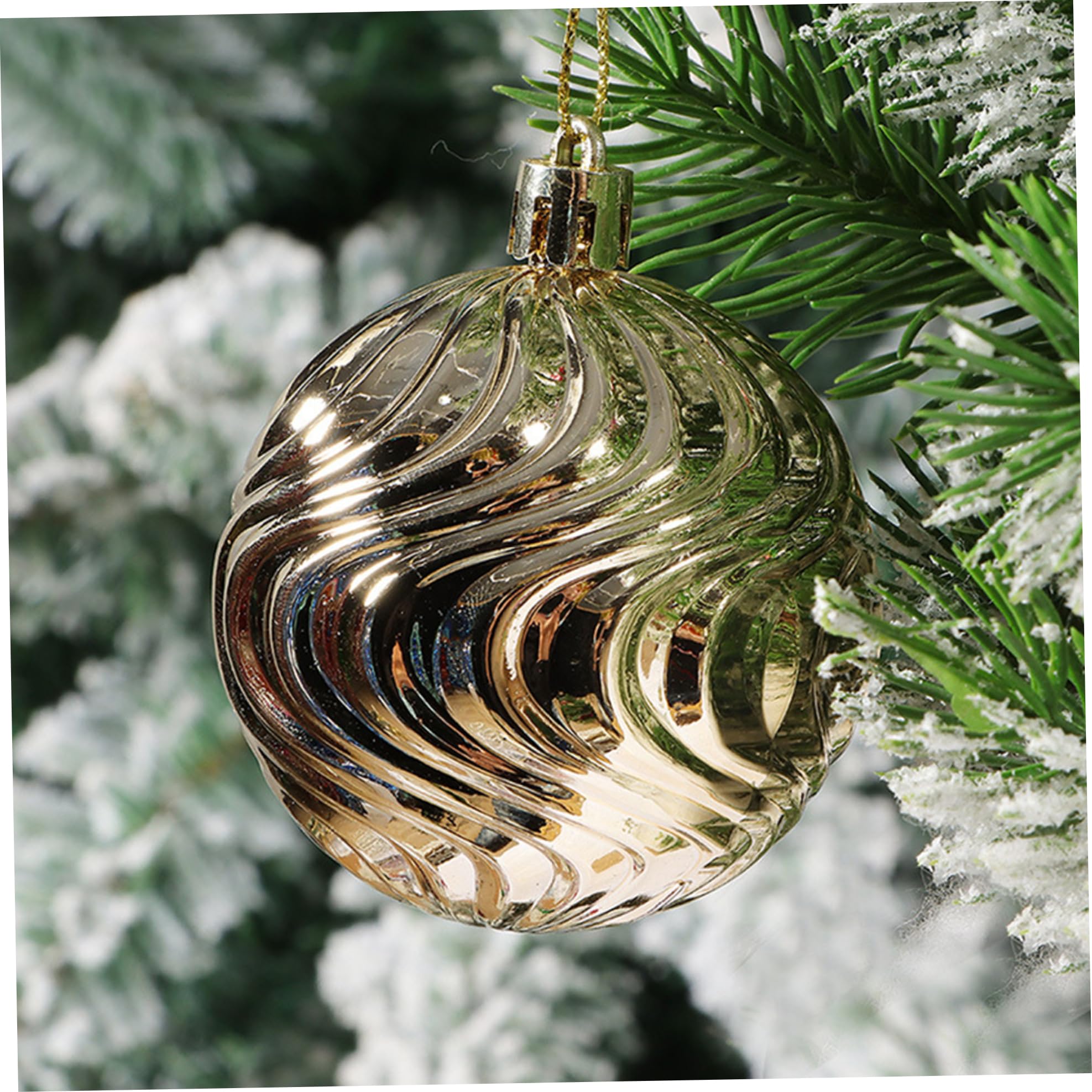 34 Unids/Caja Bolas de Navidad 2.4 Adornos de Bolas de Navidad con Purpurina de PVC irrompibles con Lazo para Colgar para Fiesta navideña Guirnalda de Corona de árbol de, Oro Blanco.