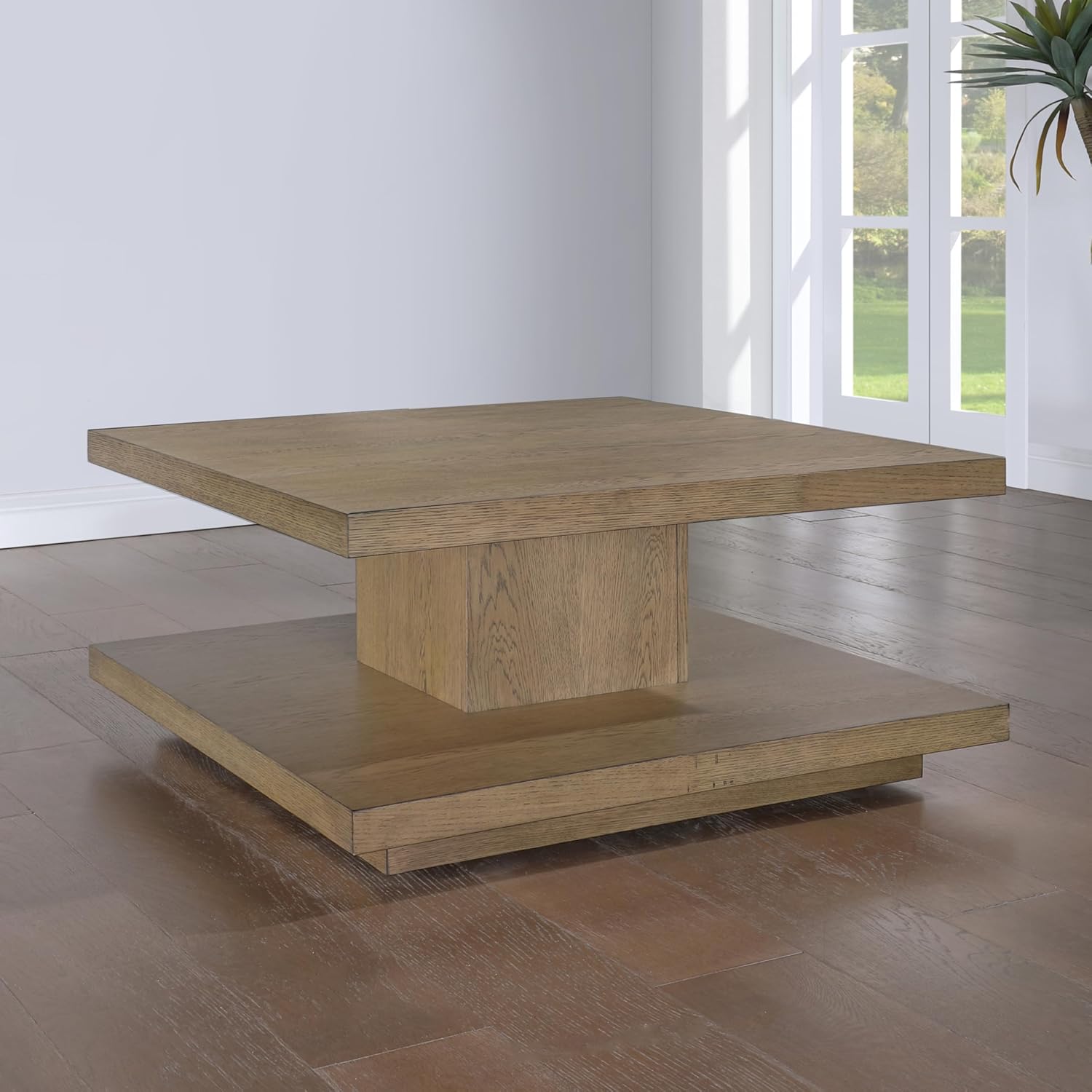 Steve Silver Furniture Canyon Brown Cocktail Table, 38" Table Top, Living Room, Modern/Rustic/Contemporary Designed Coffee Table, Double Storage Shelf, Hand Stained Wood, 38" L x 38" D x 18" H, Brown