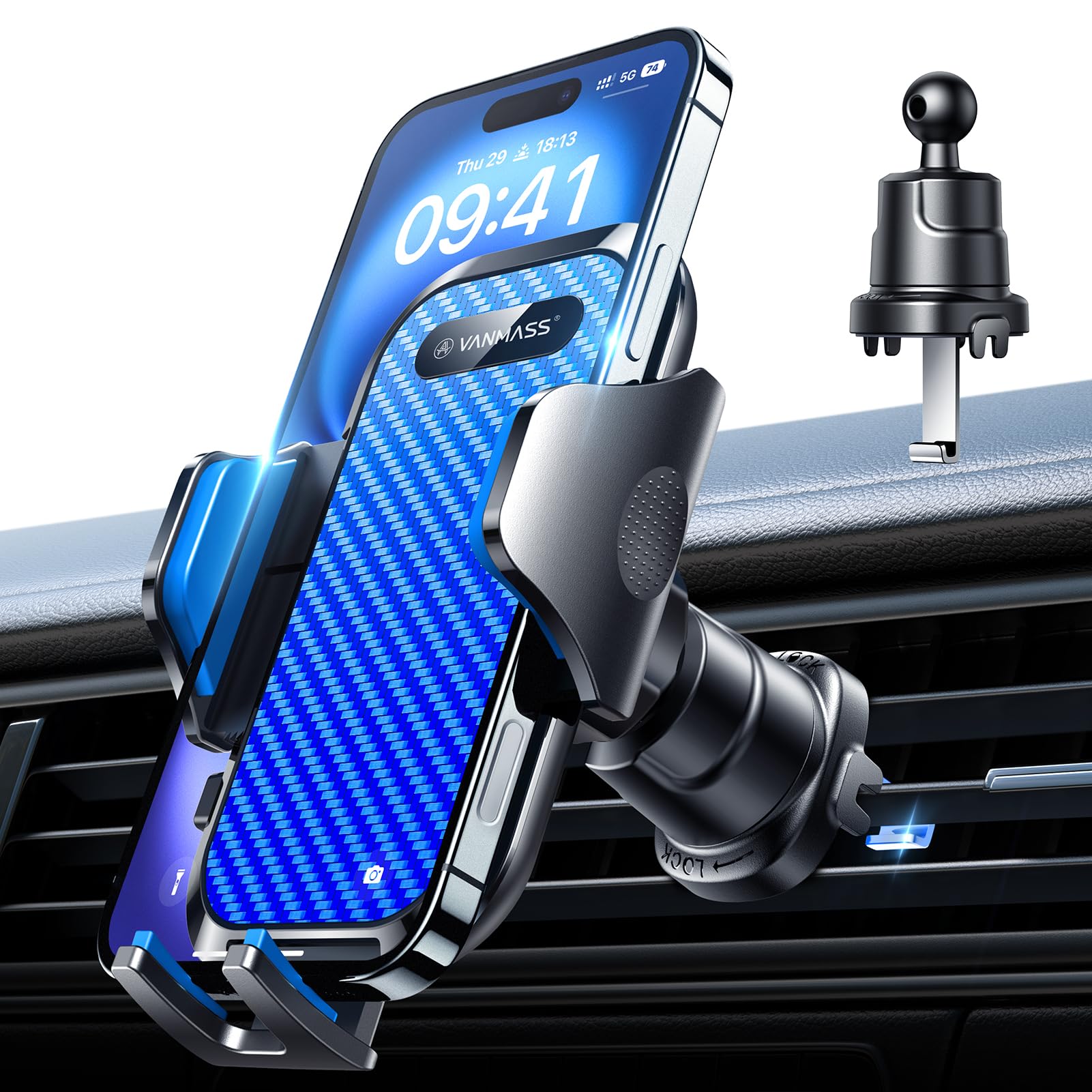 VANMASS Phone Holders for Your Car Ultimate Military-Grade Car Phone Holder Mount【Patent & Safety Certs】 Upgraded Shockproof Truck Air Vent Phone