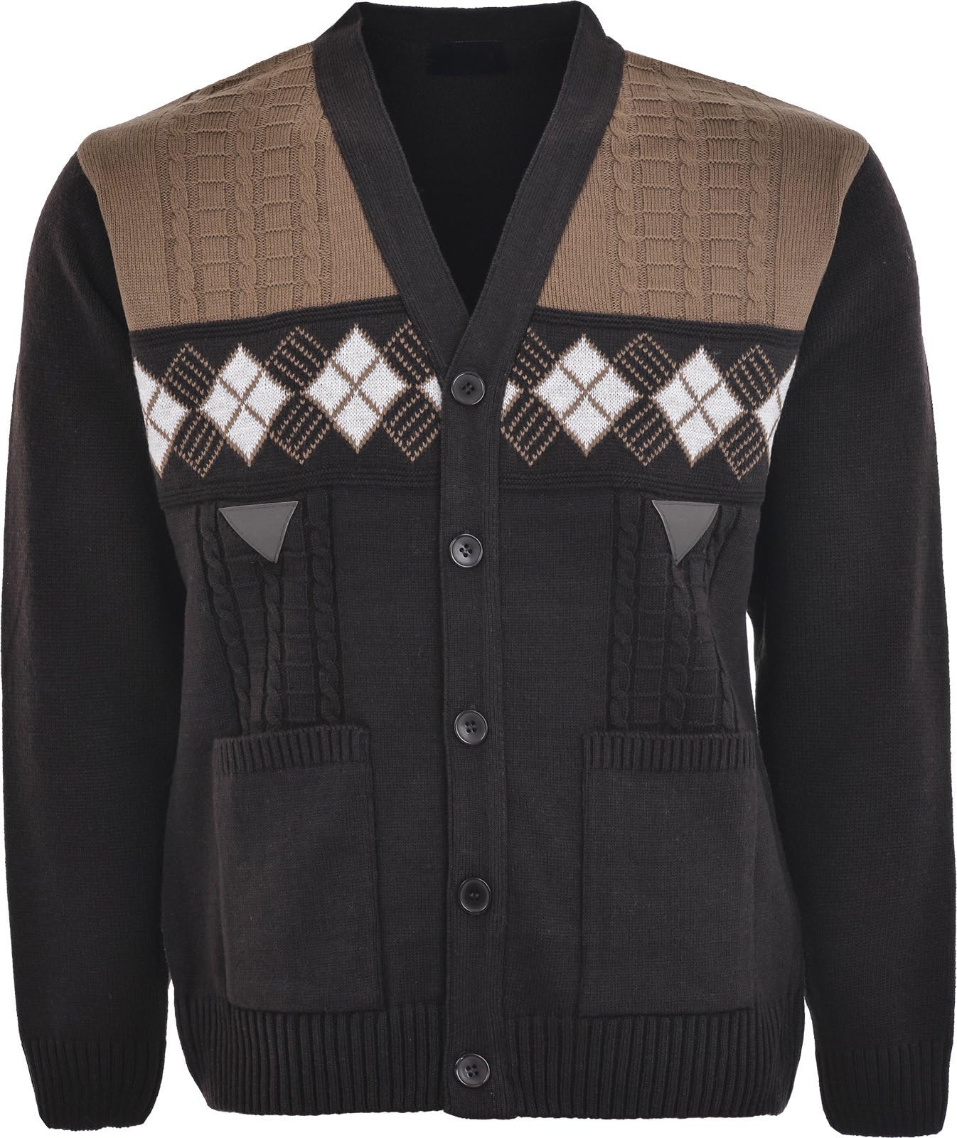 Sonia Fashions Men's Knitwear V Neck Button Through Cardigan with Pockets