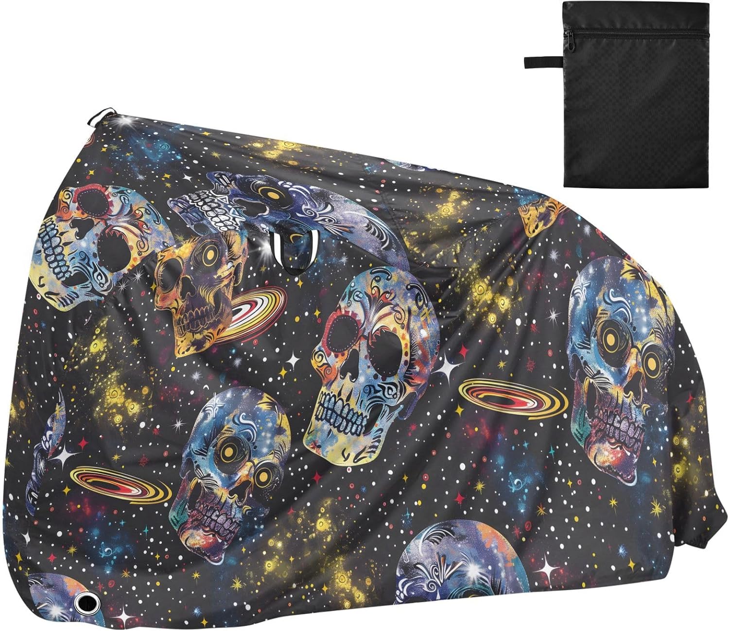 ALAZA Skulls Stars Bike Cover Waterproof Outdoor Ebike Bicycle Covers Tarp Protection for 1/2 Bikes, Sun UV Dust Wind Proof