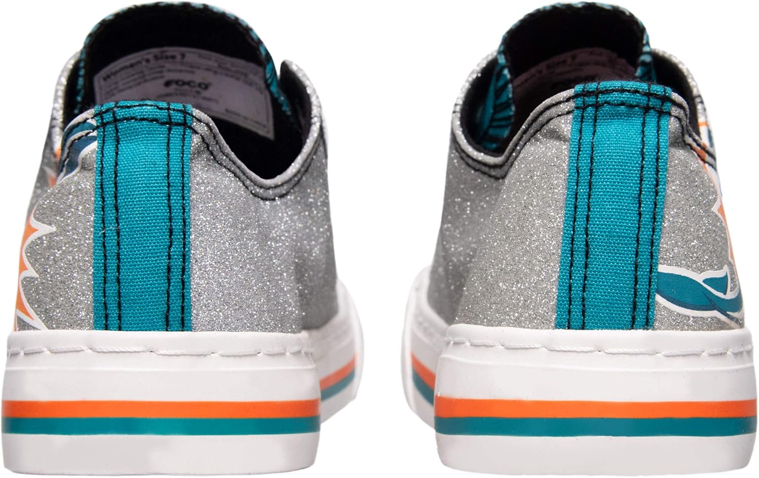 FOCO Miami Dolphins NFL Womens Glitter Low Top Canvas Shoes - 9 - Image 3