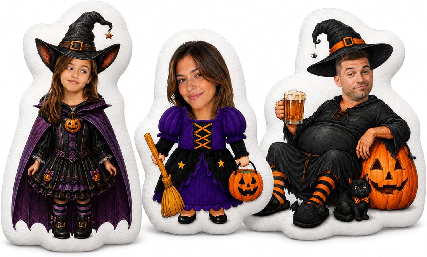 KEBI Custom Halloween Pillows Personalized Face Photo Witch Gift