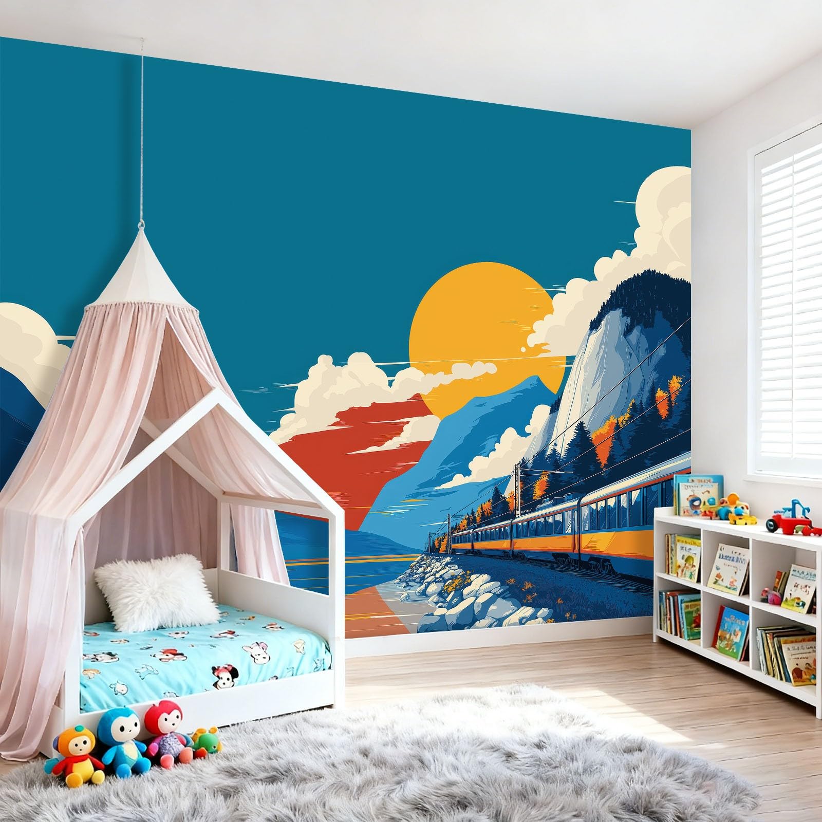 Fototapeta XXL z włókniny 400 x 280 cm, góry i jeziora, nowoczesna tapeta do dużego salonu i loftu, kolorowa