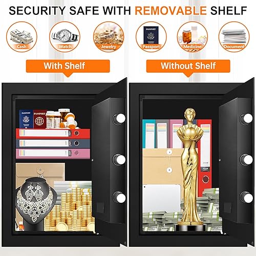 Vista 6 de Caja de seguridad digital con bloqueo de teclado, 1.8 pies cúbicos, 17.72 x 13.78 x 12.99 pulgadas, negro