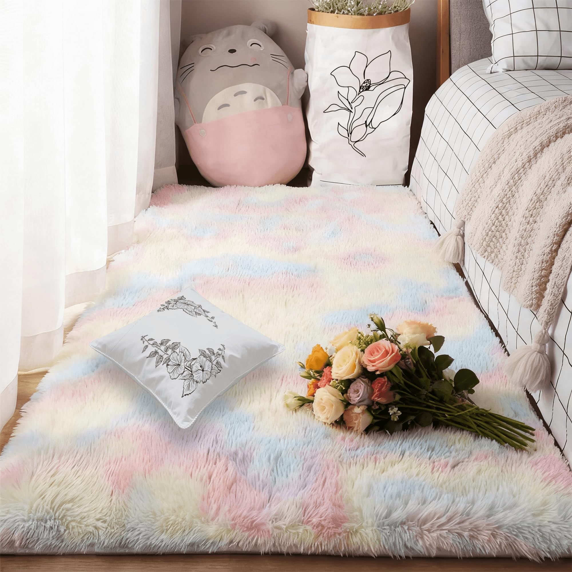 Amazon | 洗えるラグ 60 x 130 cm 滑り止め柔らかい厚手通気性ふわふわ