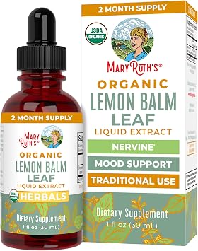 MARYRUTHS Organics Lemon Balm Leaf Liquid Extract | Mood Support | Relaxation | Calming | Nervine Herbal | Lemon Balm Tincture | USDA Organic | Vegan | Non-GMO | Gluten Free | 1 Fl Oz