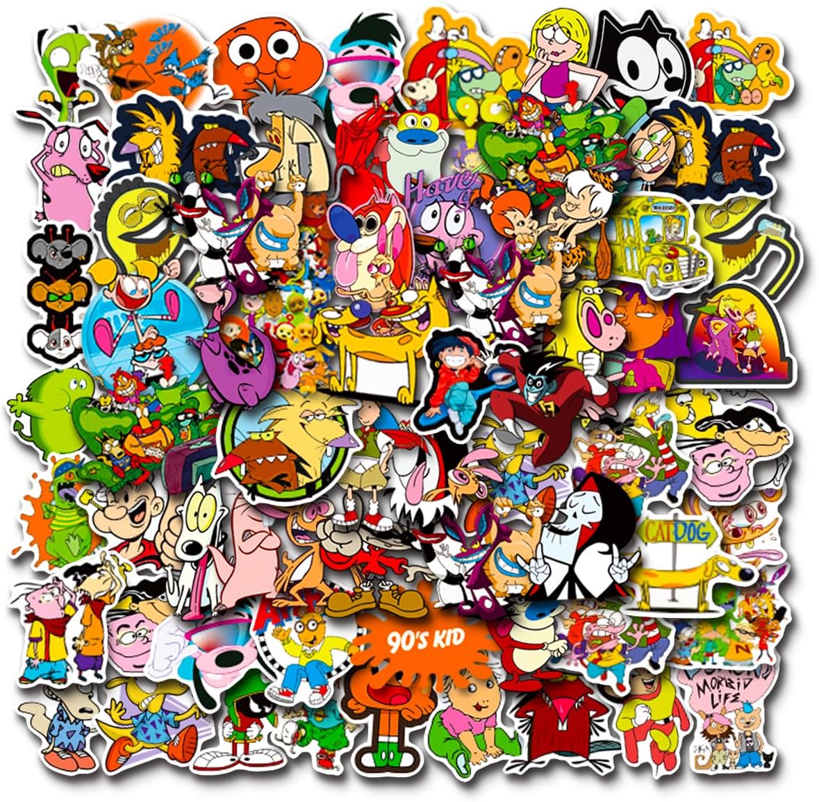 90s Cartoon Stickers 100PCS Vinyl Waterproof Stickers for Laptop,Bumper,Skateboard,Water Bottles,Computer,Phone,Cartoon Anime Stickers for Kids Teens Adult