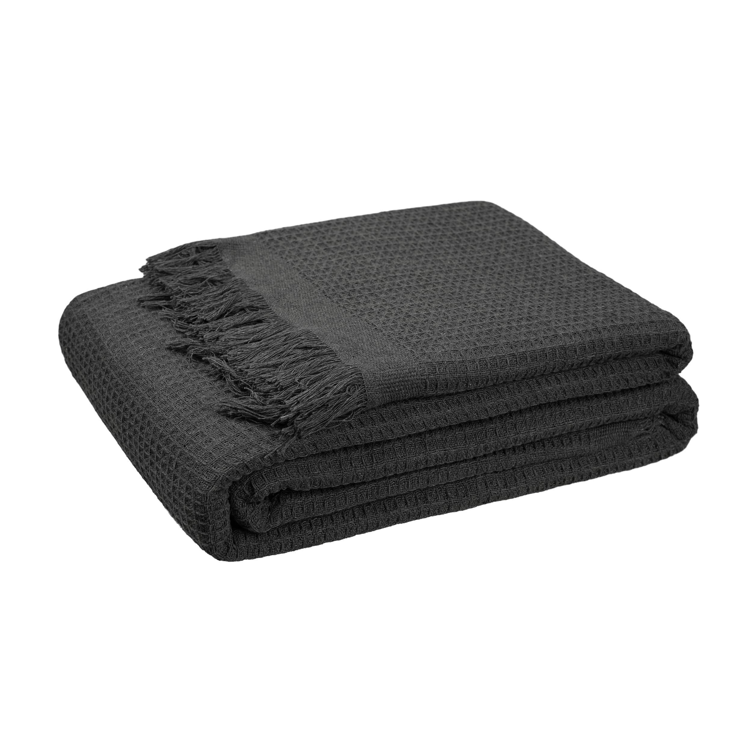 Etrexonline Colcha Multiusos 180x260 cm - Plaid Sofá, Manta Foulard, Cubre Cama y Cubresofá, Jarapa Suave, Decorativa y Práctica, Poliéster Antiarrugas, Todo Año, Color Negro