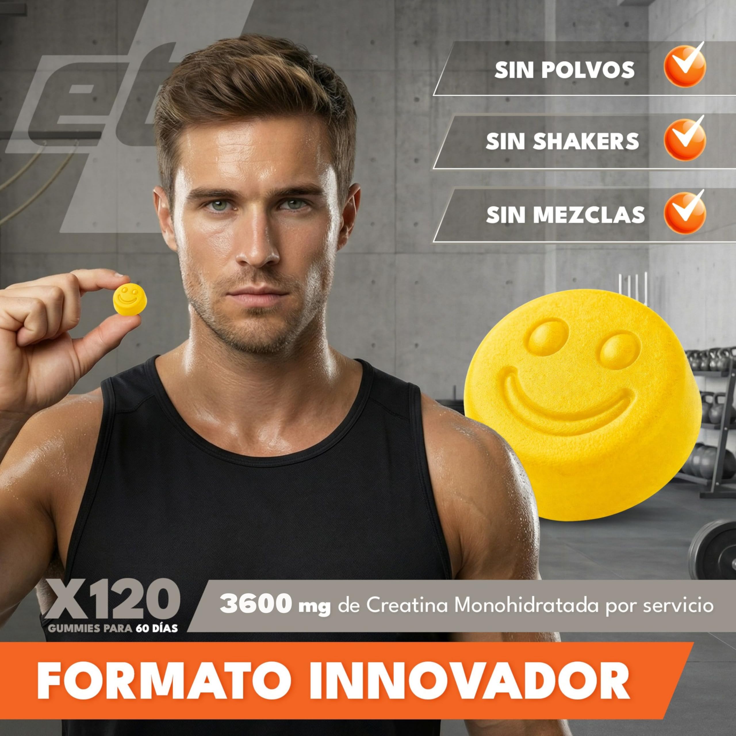 ETN+ Gominolas de Creatina Monohidratada 3600mg | 120 Gummies – 60 Servicios (2 meses) | Sin Azúcar, Sin Gluten | Alternativa Cómoda a la Creatina en Polvo | Ingredientes de Origen Natural | Limón — view 5