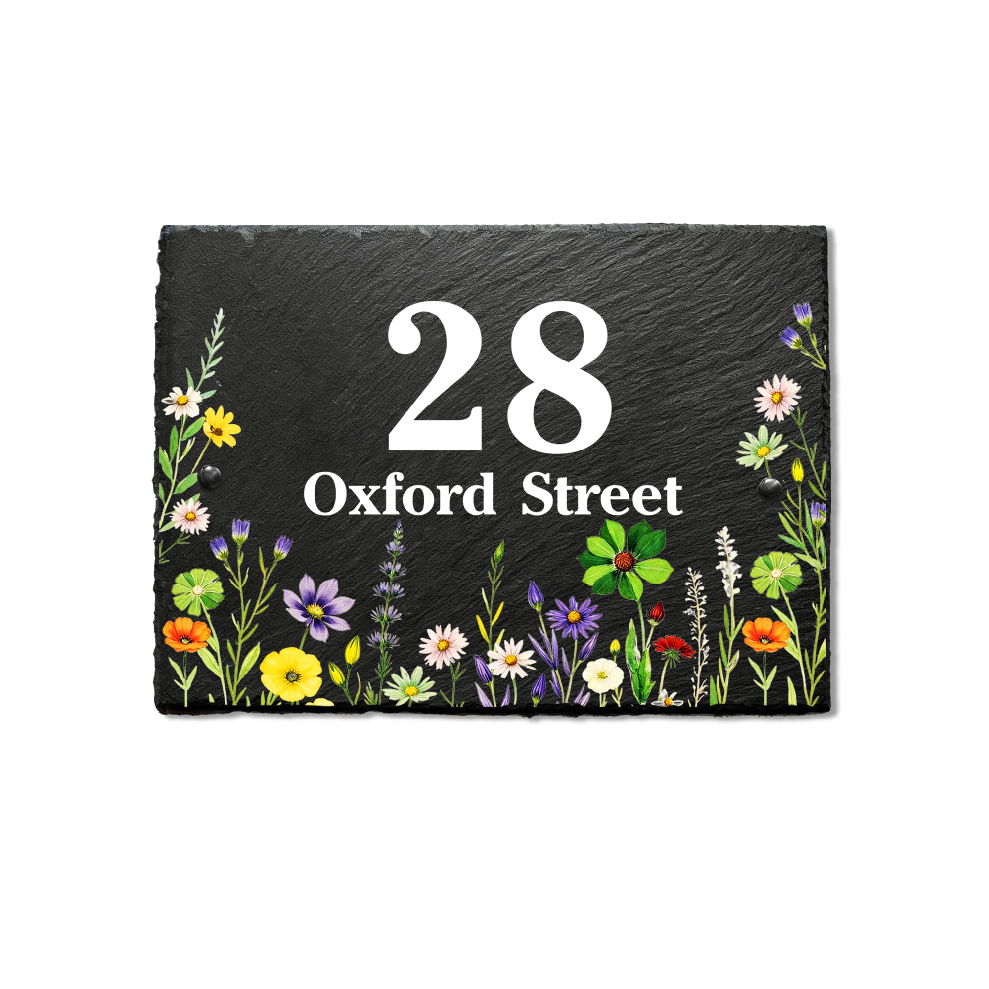 Personalised Natural Slate House Gate Sign Plaque Door Number Personalised Name UV Printed Hand Finished in UK (Colourful, 20X15cm Rectangle)