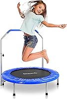 Vista 1 de SereneLife Trampolín portátil y plegable - Mini rebote en casa de 36 pulgadas, ejercicio corporal de fitness, versión actualizada - SLSPT365, azul