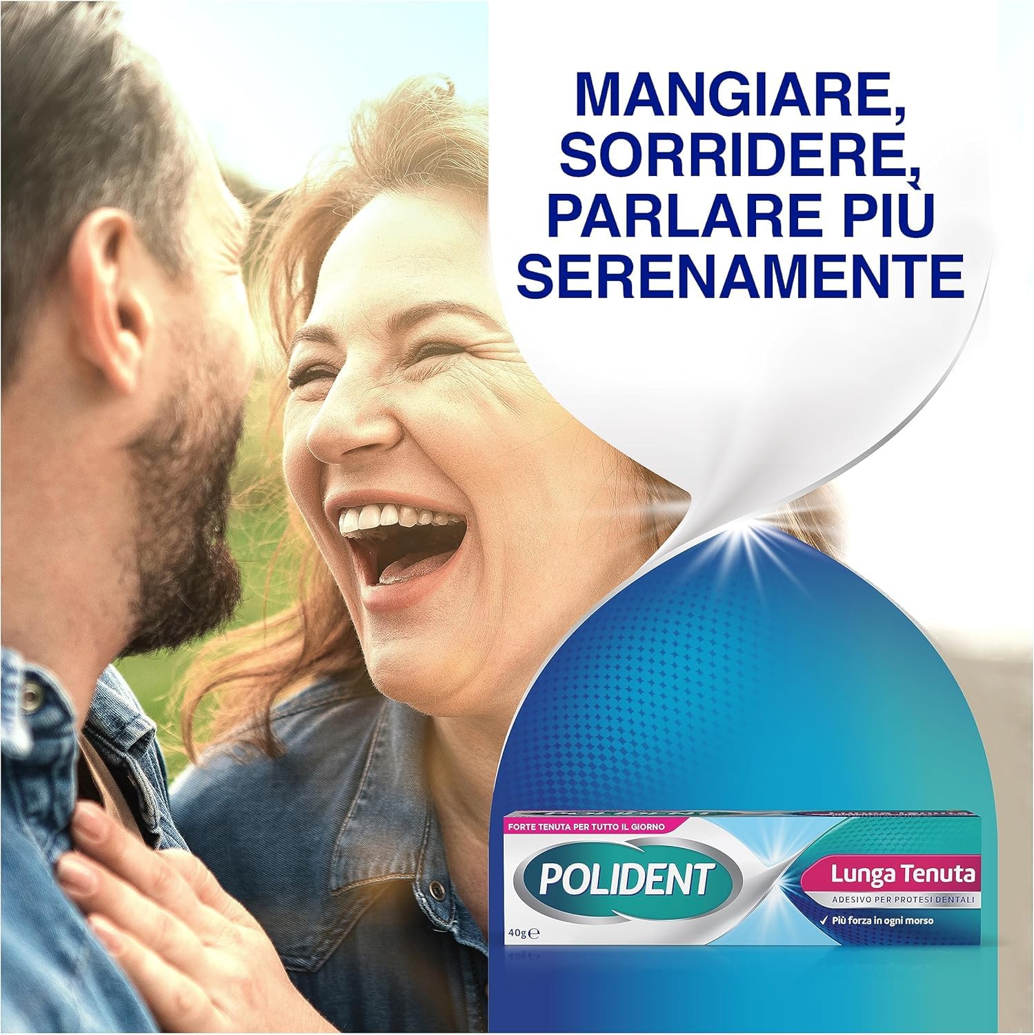 Polident Lunga Tenuta, Adesivo per Protesi Dentale, fino a 12 Ore di Tenuta Giornaliera, Gusto Menta Delicata, Pacco da 4x40 g