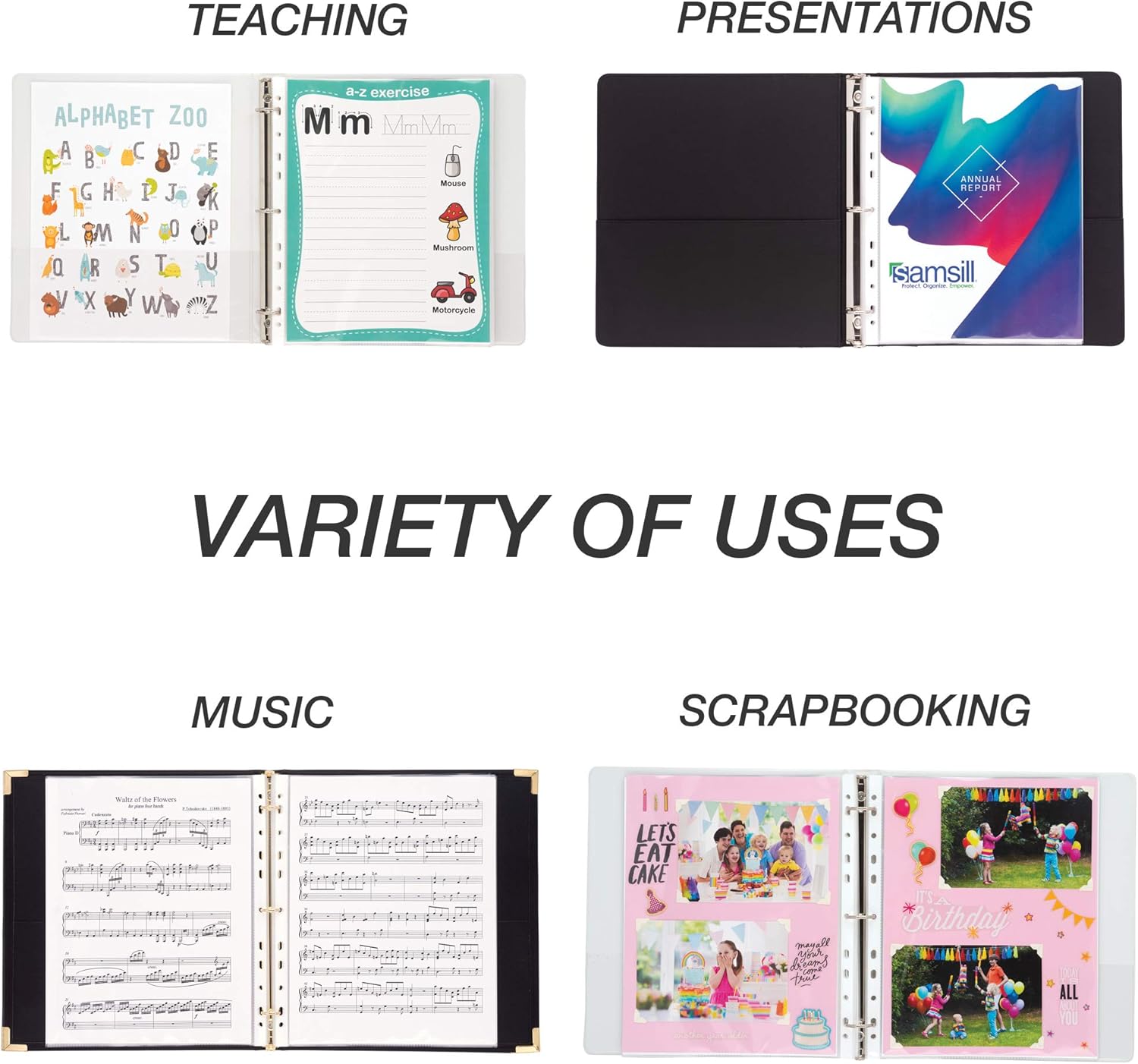 Samsill Clear Heavyweight Top Load Sheet Protectors, Universal 11 Hole Punch Fits 3 Ring, 4 Ring and 2 Ring Binders. Acid Free and Archival Safe, Box of 100. : Everything Else