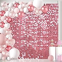 Vista 1 de 36 Panels Giltter Wall Backdrop Pink Shimmer Wall Backdrop for Party Wedding Birthday Engagement Bachelorette Parties Anniversary Decoration