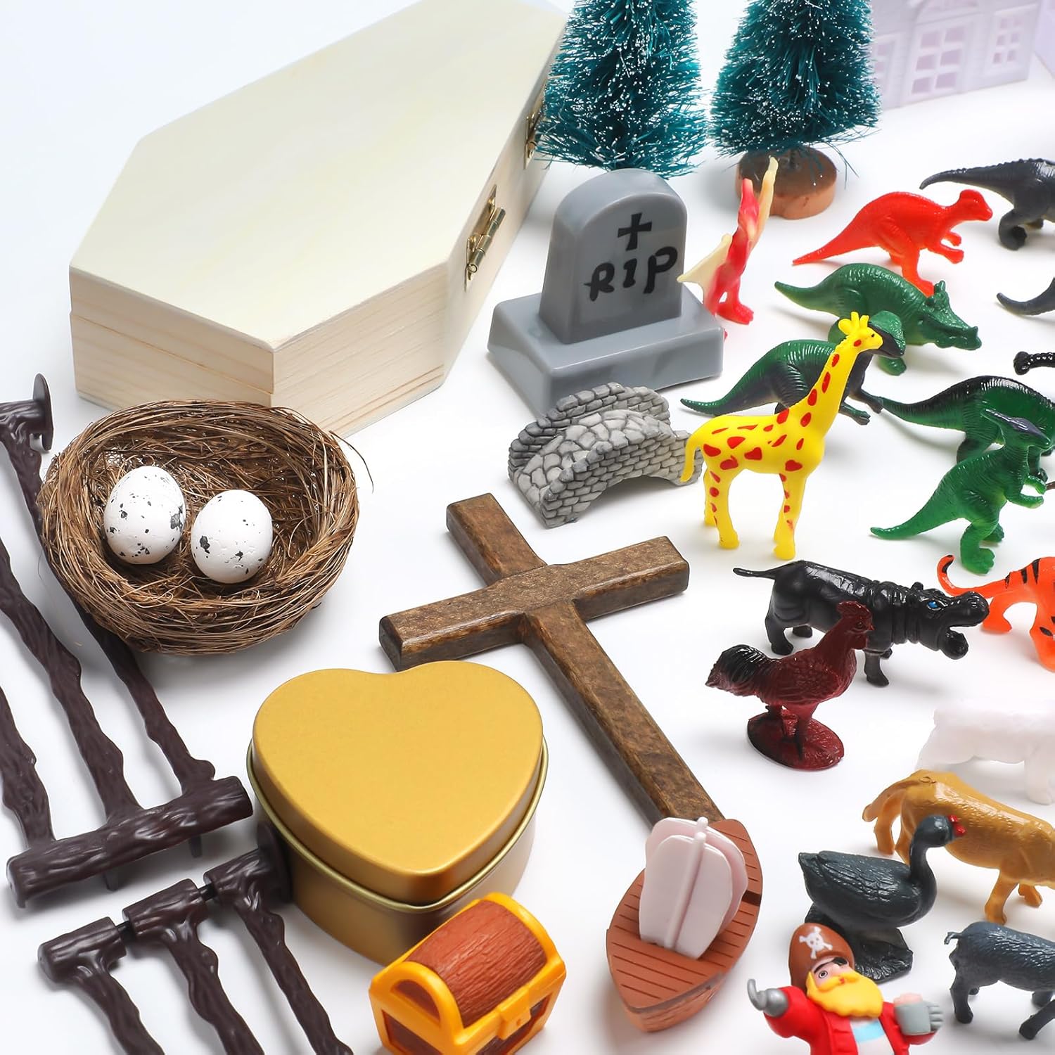 Soulchen Sand Tray Starter Kit Sandtray Play Basic Portable Therapy Kit Includes 123 Miniatures Religion Nature Fantasy and Many Other Themes Suitable for Psychological Therapy and Sandbox Games