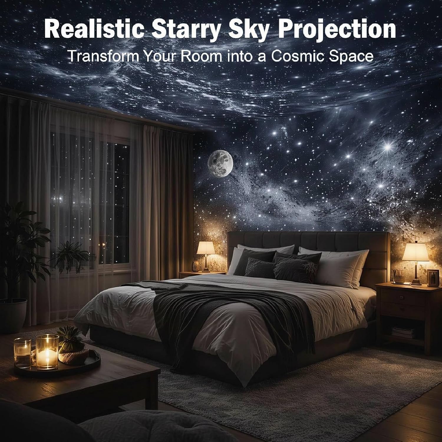 2-in-1 Galaxy Projector Night Light, USB Powered 360° Adjustable Planetarium Star Starry Sky LED Space Lamp, Portable HD Milky Way Mood Lighting Gift for Bedroom Adults (1*lamp+24*Films)