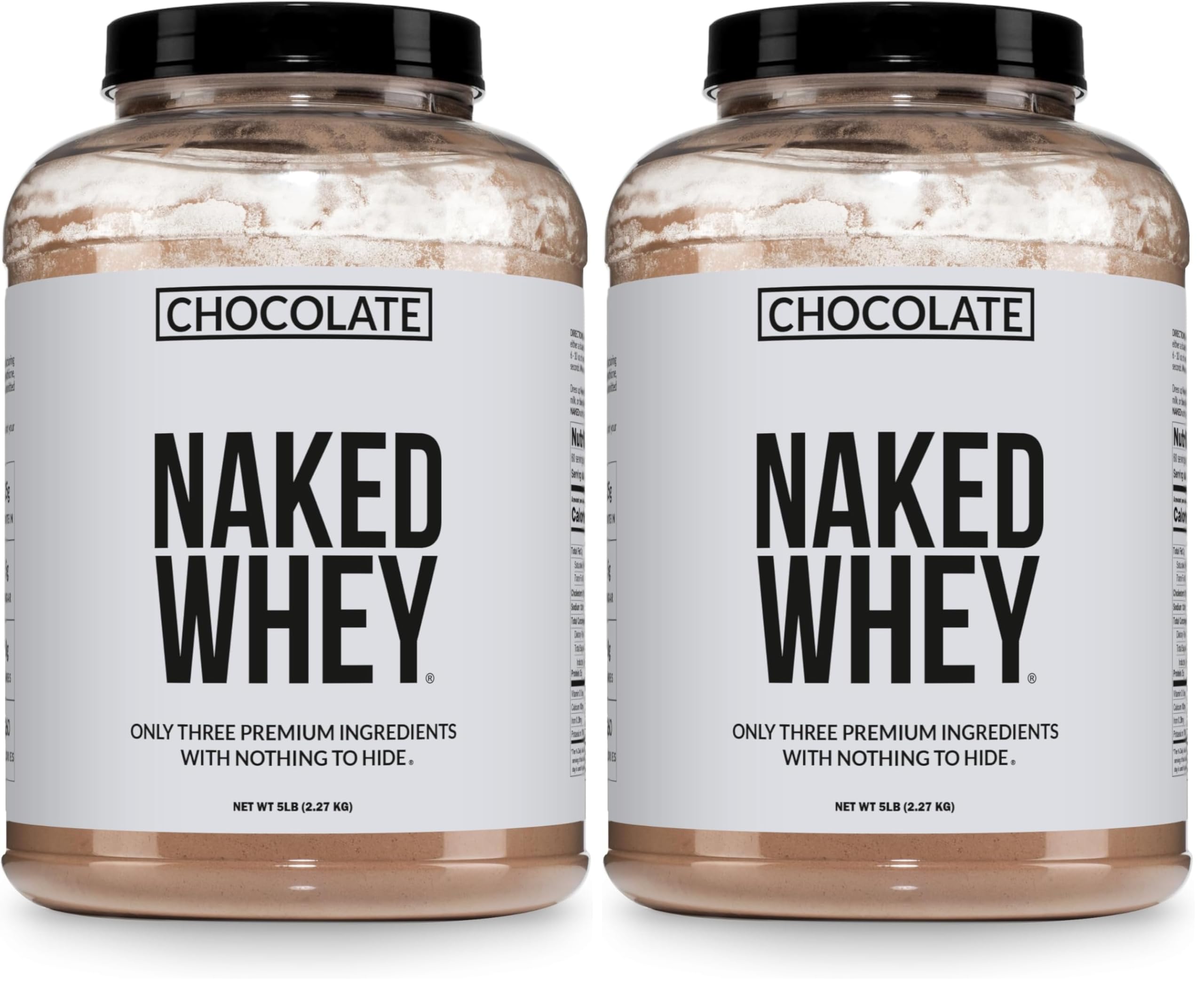 NAKED Whey Protein Supplement Powder, Chocolate, NSF Certified, GMO Free, Soy Free, Gluten Free Aid Muscle Growth and Recovery 60 Servings, 5 Ib (Pack of 2)