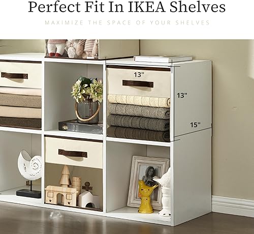 Miniatura 5 de DECOMOMO Kallax - Cestas de almacenamiento para estantes de 13 x 15 x 13 pulgadas con ventana transparente, cubos de almacenamiento para organizar