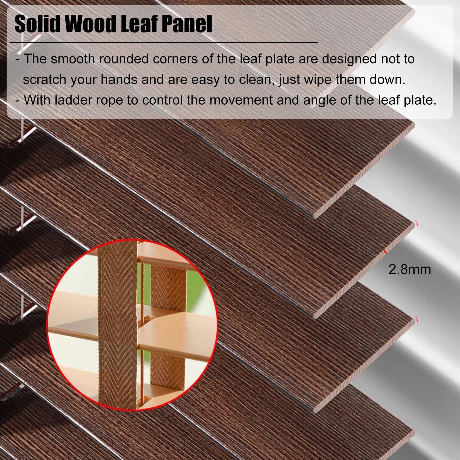 Venecianas De Aluminio Persianas venecianas de madera para balcones - Ancho 70 80 90 100 135 150 CM Persianas para ventanas para puertas de patio/marcos de ventanas/puertas de vidrio - Persianas horiz