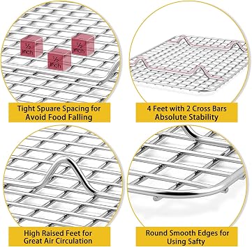 P&P CHEF 8.75 Inch Stainless Steel Cooling Baking Rack Set of 2