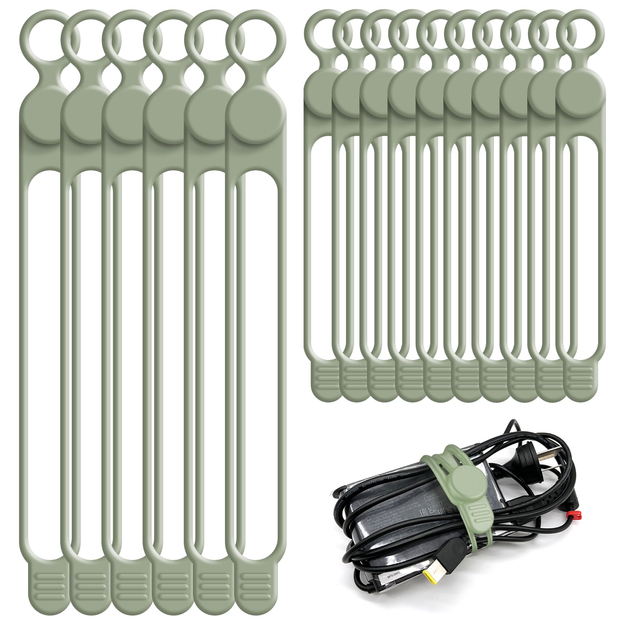 Nearockle Lot De 24 Sangles De Câble En Silicone Pour Ranger écouteurs, Chargeurs De Téléphone, Cordons D'ordinateur, Attaches De Câbles Réutilisables Pour La Maison, Le Bureau, La Cuisine, L'école