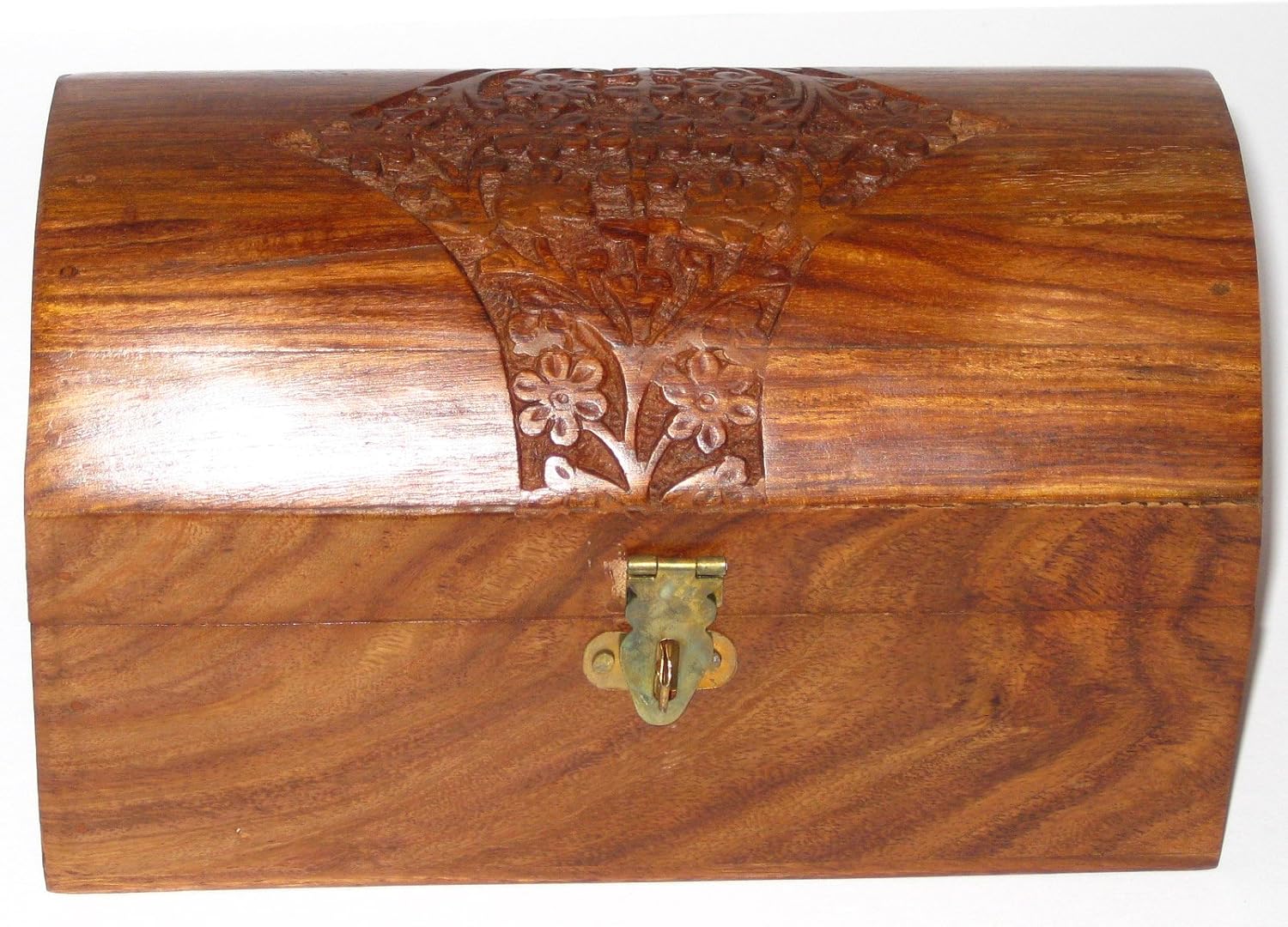 Antique Round Top Chest with Carved Lid Hinged Lid Lockable