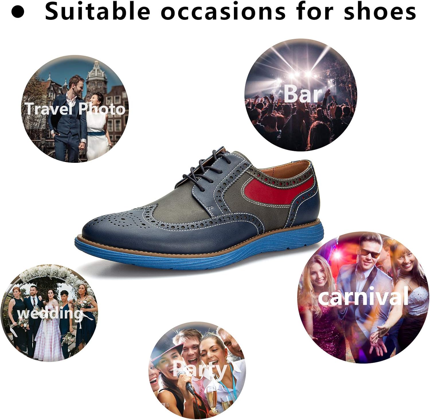 Meijiana Men's Oxford Shoes - Blue - Casual Dress Shoes - Image 5