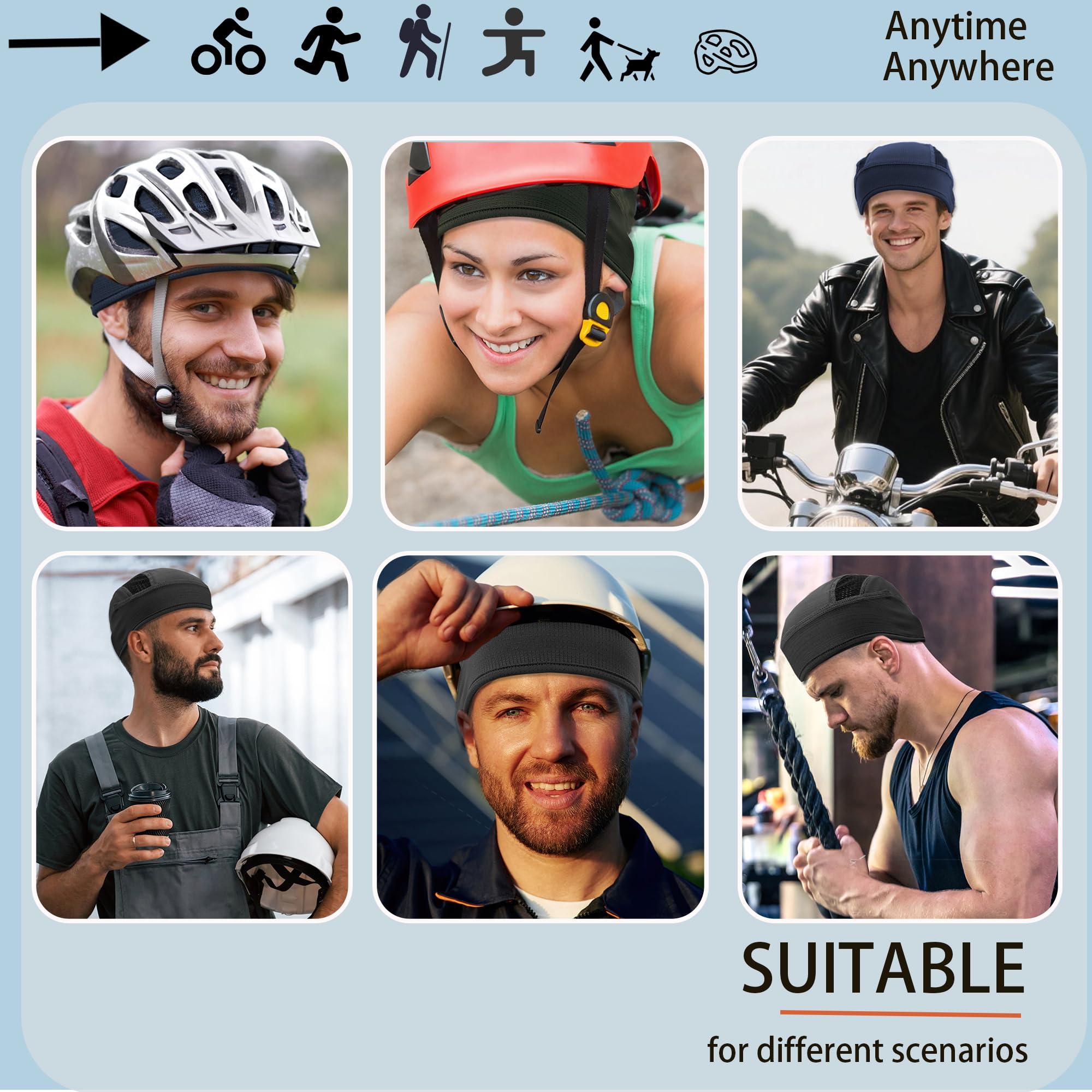 vidsel Gorro de malla transpirable que absorbe el sudor, para ciclismo, correr, para hombres y mujeres