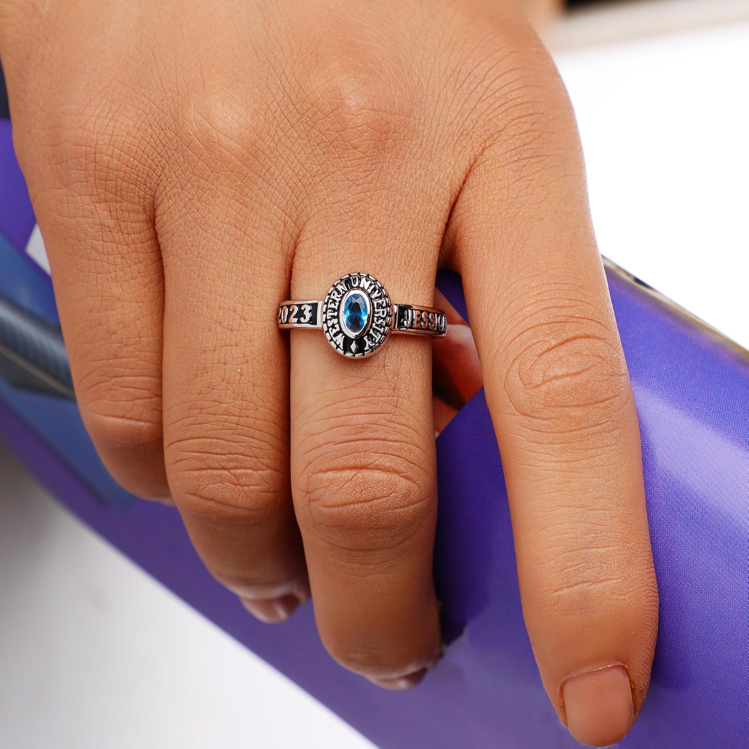 Official Mementos USA Premium American Brand Class Ring for Women – Express 5 Day Option - Black Band – Genuine Silenium, 925 Sterling Silver or 10KT Gold – Customized High School College University Class Ring – Graduation Gifts