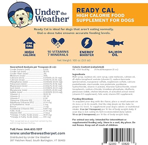 Vista 42 de Under The Weather Pet Cal listo para gatos de 100 cc Suplemento alto en calorías Ganador de peso para gatos y refuerzo alto en calorías 10