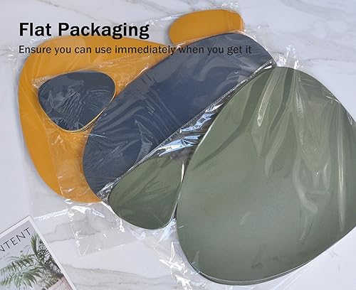 Miniatura 7 de Juego de 6 manteles individuales y posavasos de piel sintética de doble cara, modernos lavables, redondos, para cocina, comedor, resistente al